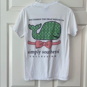 Simply Southern size small whale & bow tie t-shirt